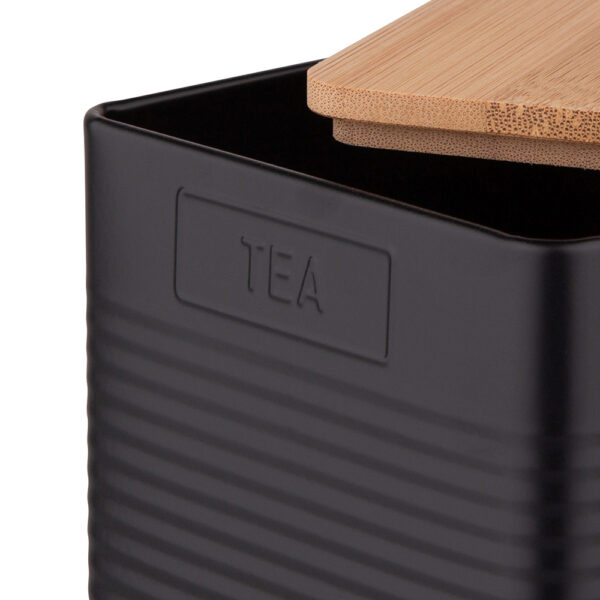 czarna puszka na herbater z bambusowa pokrywka 11x11x14 cm loft 4