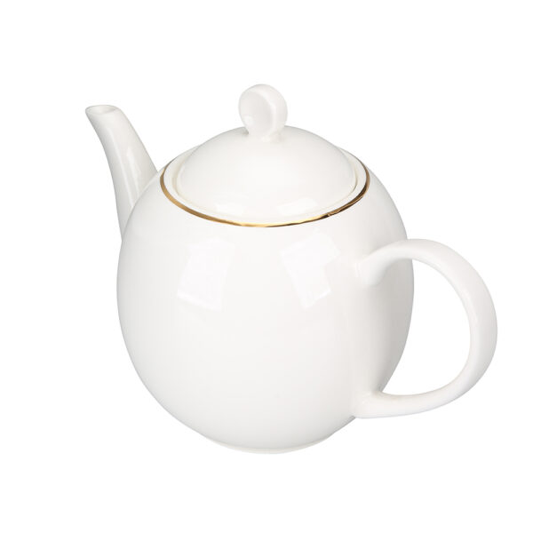 dzbanek do herbaty i kawy porcelanowy altom design bella ecru zlota linia kremowy 900 ml 2