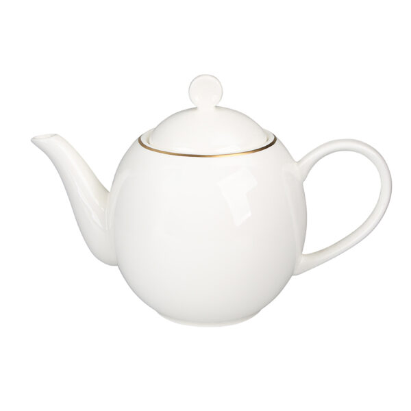 dzbanek do herbaty i kawy porcelanowy altom design bella ecru zlota linia kremowy 900 ml
