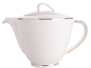 dzbanek do herbaty i kawy porcelanowy mariapaula nova ecru zlota linia kremowy 13 l 3