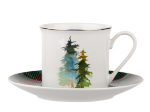 filizanka porcelanowa do kawy i herbaty 200 ml ze spodkiem swiateczna winter forest 2