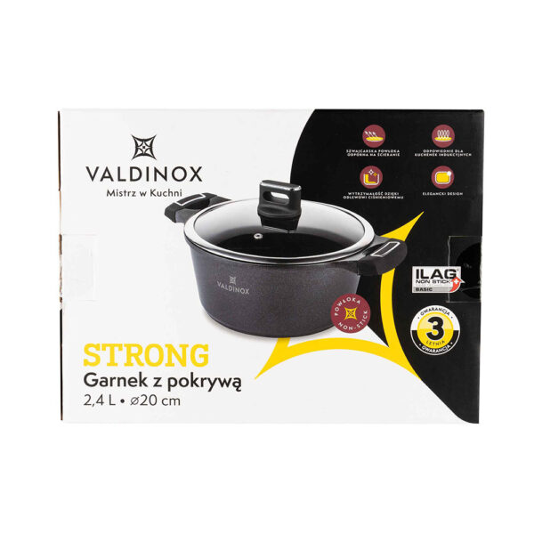 garnek na gaz i indukcje z pokrywka 24l valdinox strong 3