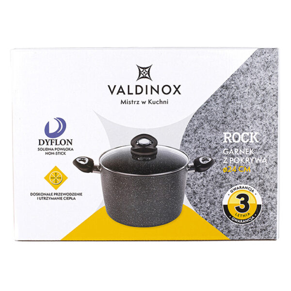 garnek na indukcje aluminiowy z pokrywka valdinox rock 60 l 2