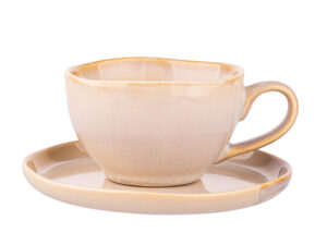porcelanowa filizanka do kawy i herbaty ze spodkiem 200 ml reactive sand