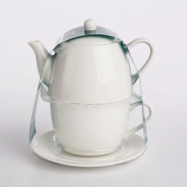 regular zestaw do herbaty tea for one opaska pvc porcelana kremowa 3