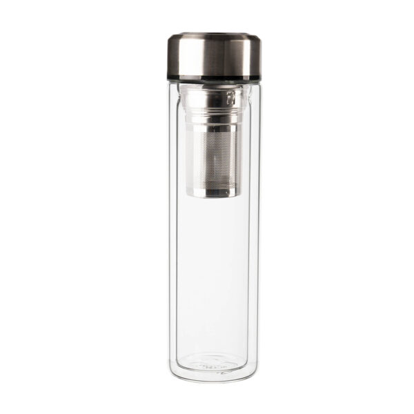 szklana butelka termiczna z dlugim stalowym filtrem i metalowa zakretka 400 ml 3
