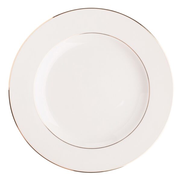 talerz obiadowy porcelanowy mariapaula nova ecru zlota linia kremowy 26 cm