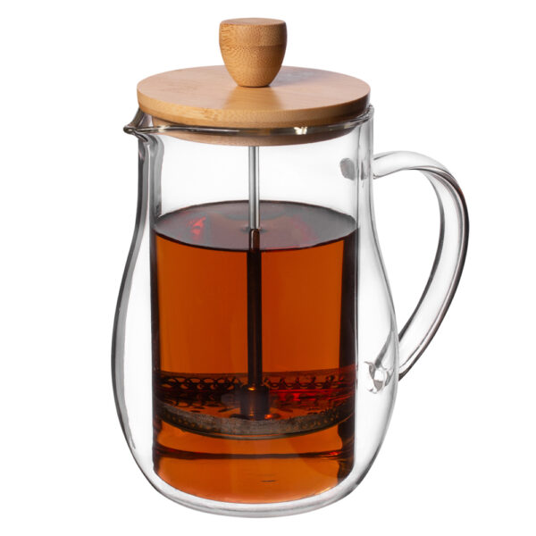 zaparzacz dzbanek do herbaty i kawy szklany z bambusowa pokrywka 400ml 4