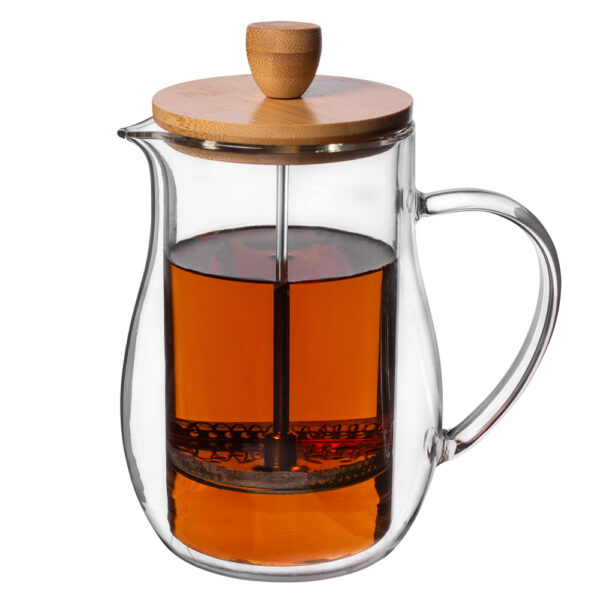 zaparzacz dzbanek do herbaty i kawy szklany z bambusowa pokrywka 400ml 5