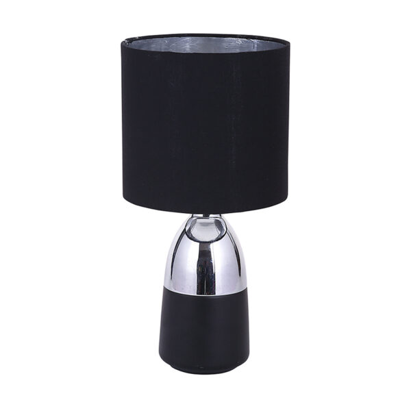 lampa stolowa dekoracyjna na metalowej podstawie altom design czarno srebrna